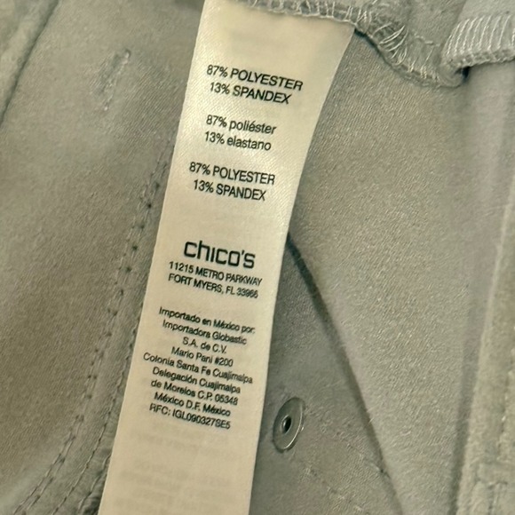 Chico's Faux Suede Stretch Slim Leg Pants Women's 3 US 16 Chic Beach Gray - Picture 4 of 9